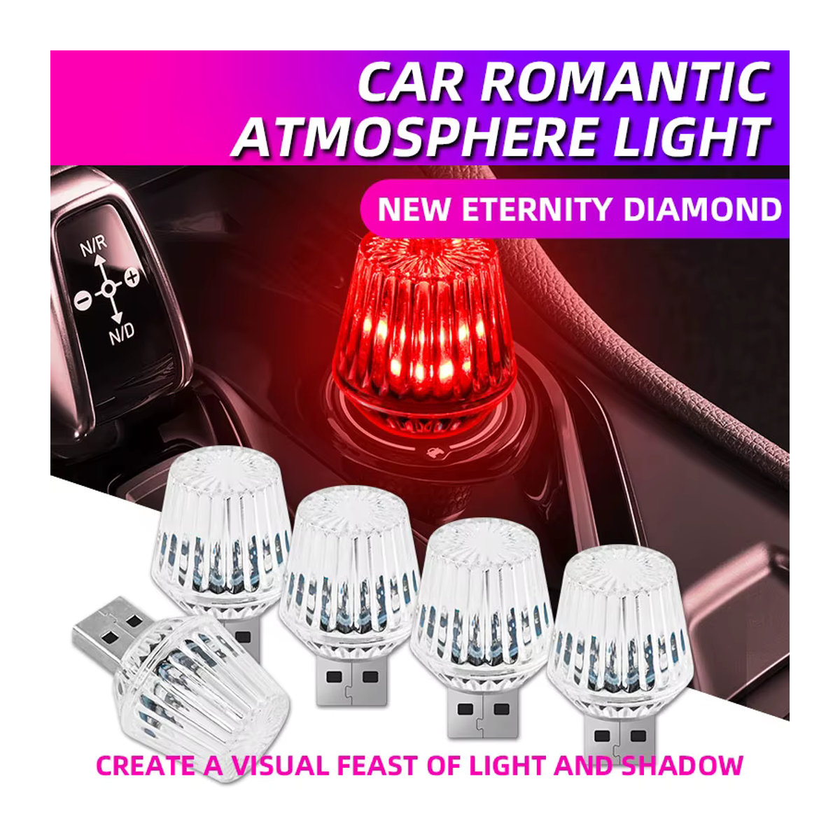 KEVANLY USB Mini Atmosphäre Licht RGB LED Taschenlampe als dekorative Innenbeleuchtung und Auto Umgebungslicht in Bunt - Bild 6