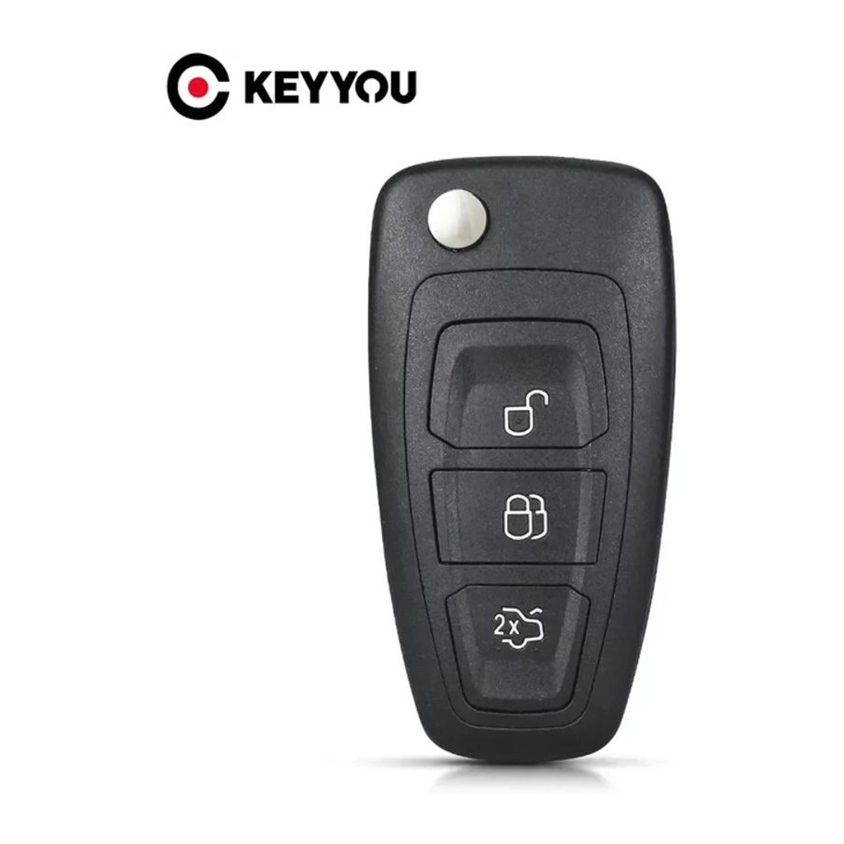 Keyyou 2er-Set Autoschlüssel Abdeckung für Ford Focus Mondeo Fiesta mit HU101 Klinge und 3 Tasten in Schwarz - Bild 1