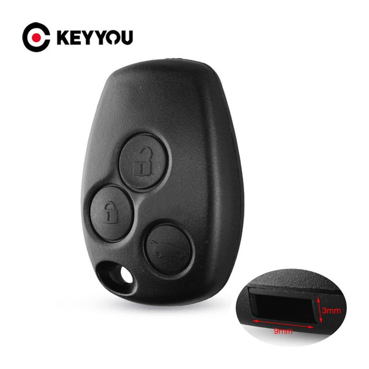 KEYYOU Remote Key Shell für Renault Logan Sandero Clio Fluence Vivaro Master Traffic mit 3 Tasten in Schwarz - Bild 1