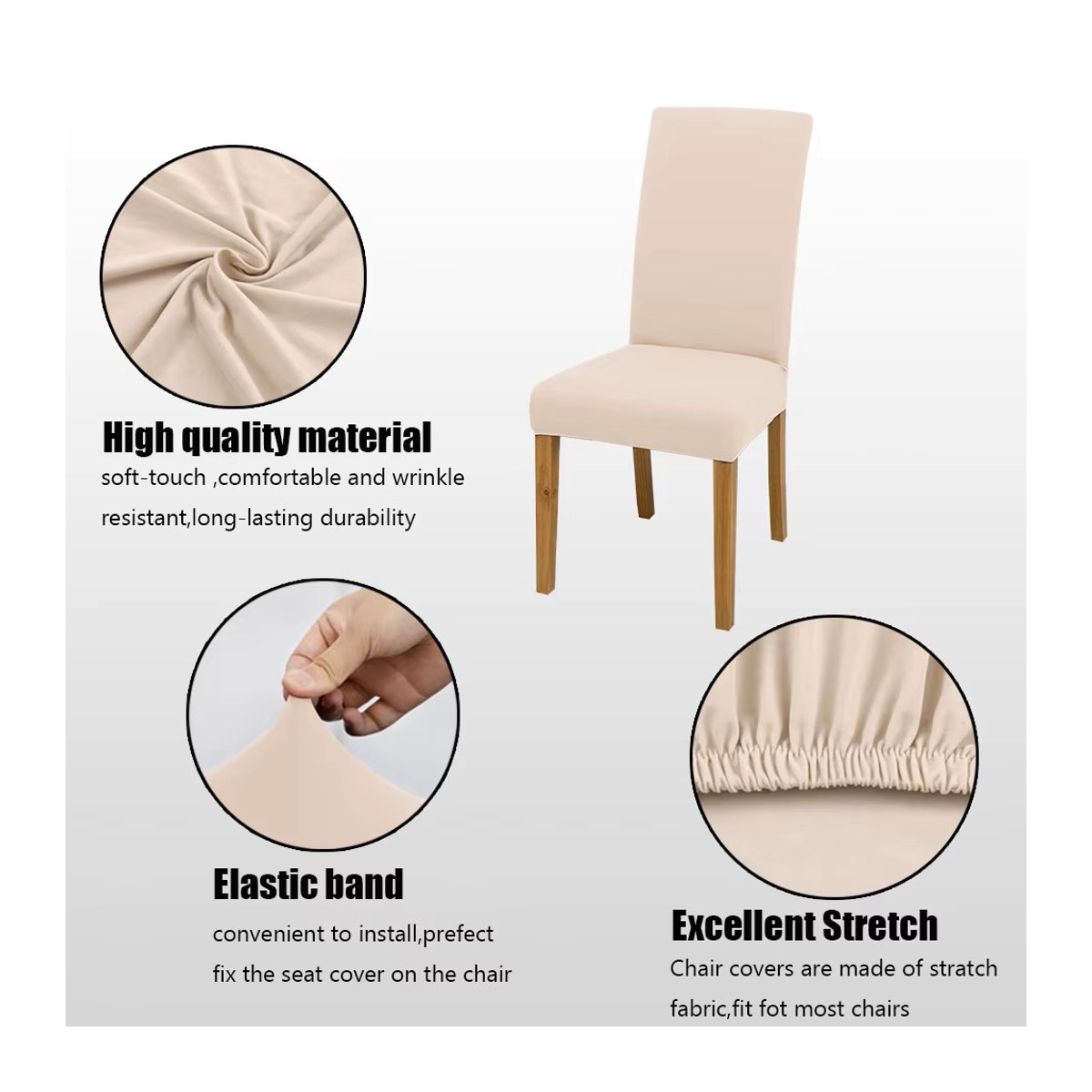 KF.ETHIN Elastischer Stuhlbezug aus Spandex für Esszimmer und Küchenstühle in Weiß und Mehrfarbig - Bild 2