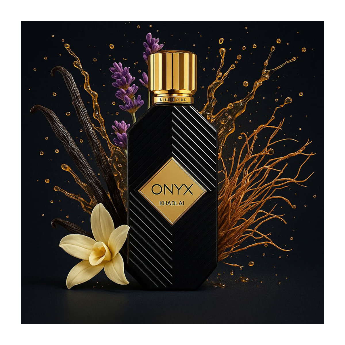Khadlaj Onyx Gold Eau de Parfum 100ml Schwarz Glas - Bild 2