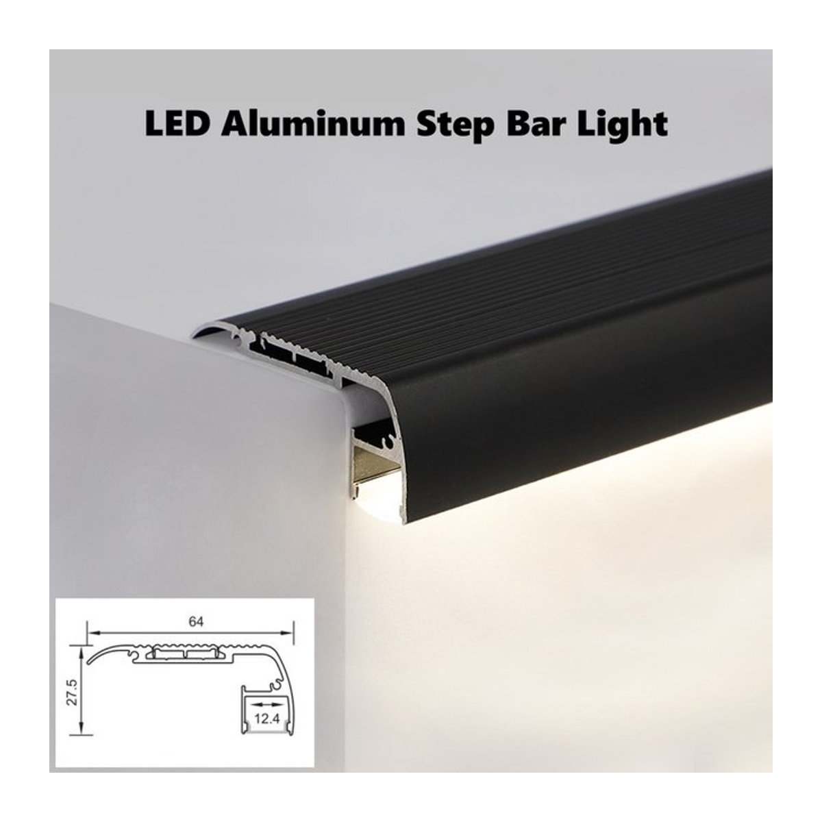 khelse LED Schrittlampe aus Aluminium mit Anti-Rutsch Profil für Treppenstufen und Hintergrundbeleuchtung in minimalistischem Design - Bild 1
