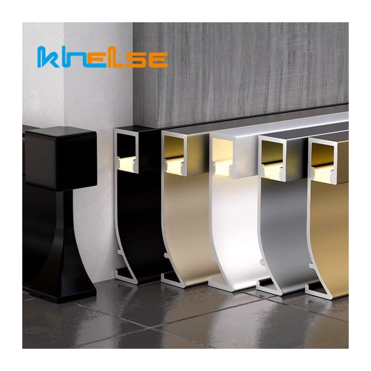 Khelse LED-Sockelleistenleuchte DLA1211 aus Aluminium in Schwarz, minimalistische Aufputz-Wandleuchte für Wohnzimmer und Flur - Bild 1