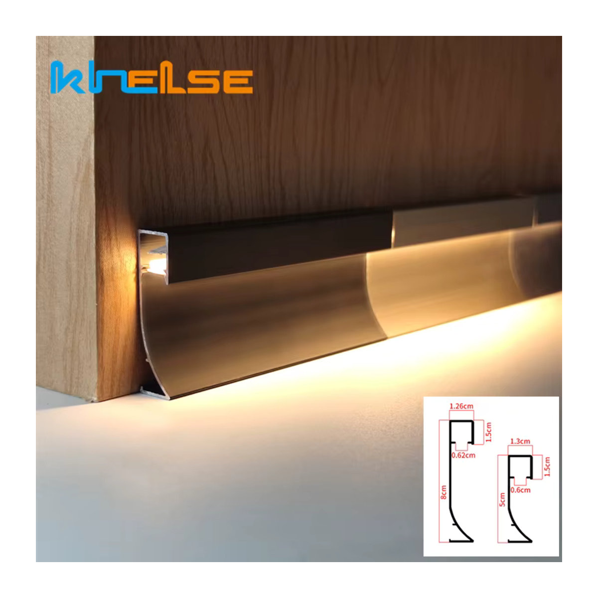Khelse LED-Sockelleistenleuchte DLA1211 aus Aluminium in Schwarz, minimalistische Aufputz-Wandleuchte für Wohnzimmer und Flur - Bild 2