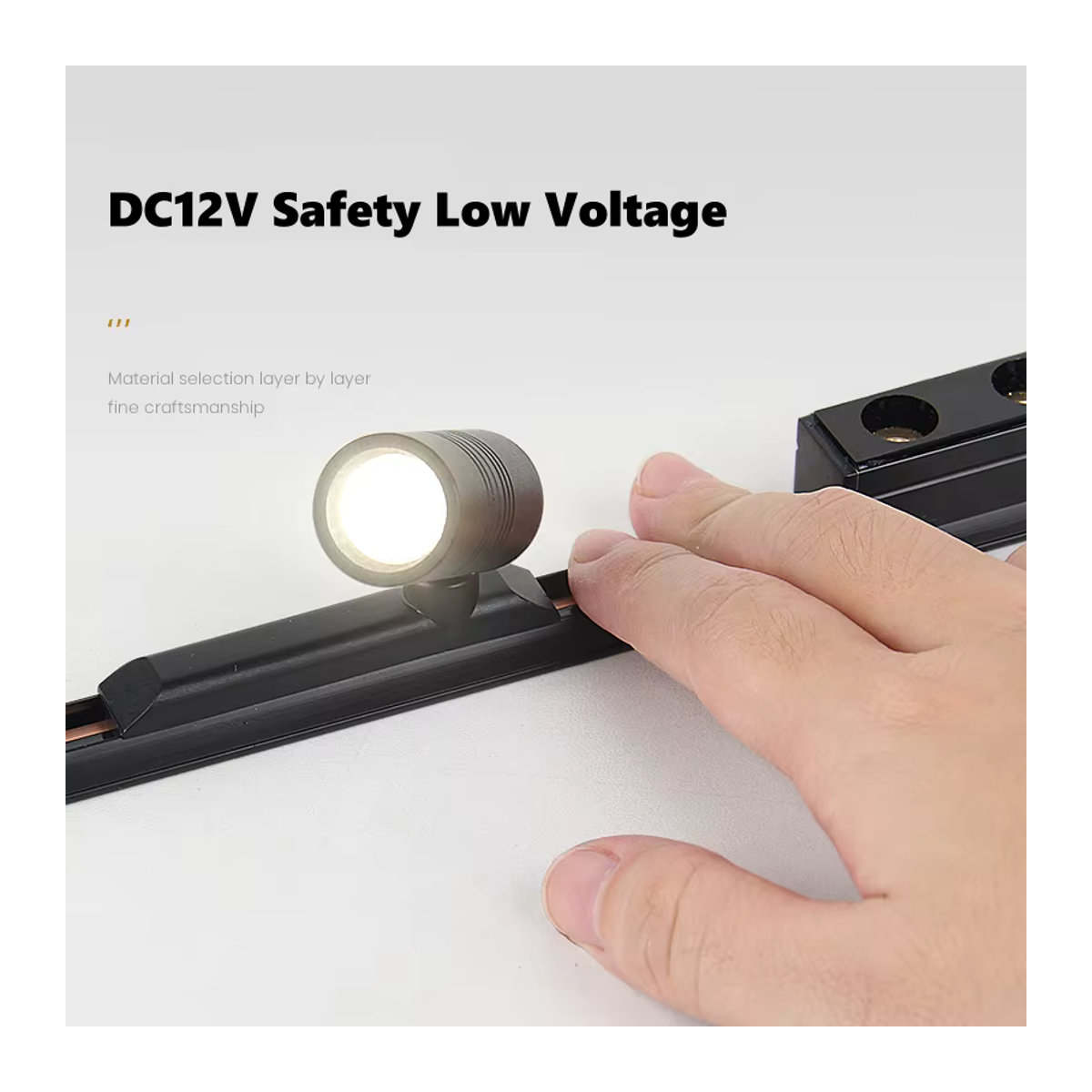 Khelse Mini Magnetische LED Schienenlampe aus Aluminium in Schwarz für Vitrinen und Schmuckdisplays mit Schienensystem DC12V - Bild 2