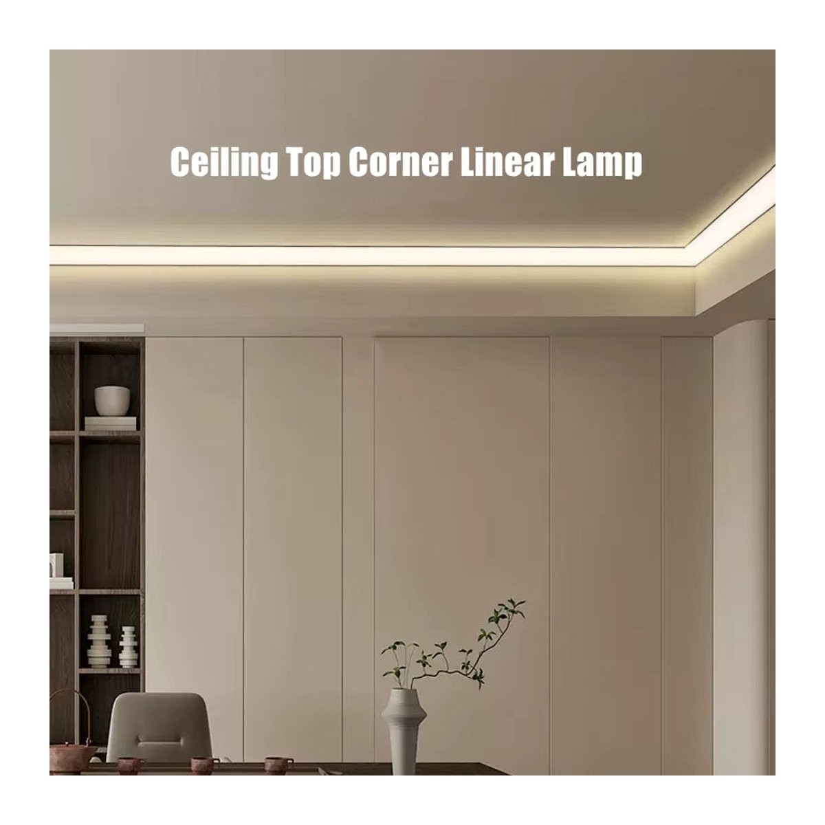 Khelse Minimalistische V-Form LED Deckenleuchte aus Aluminium für die obere Eck-Installation als lineare Wand- und Deckenbeleuchtung - Bild 4
