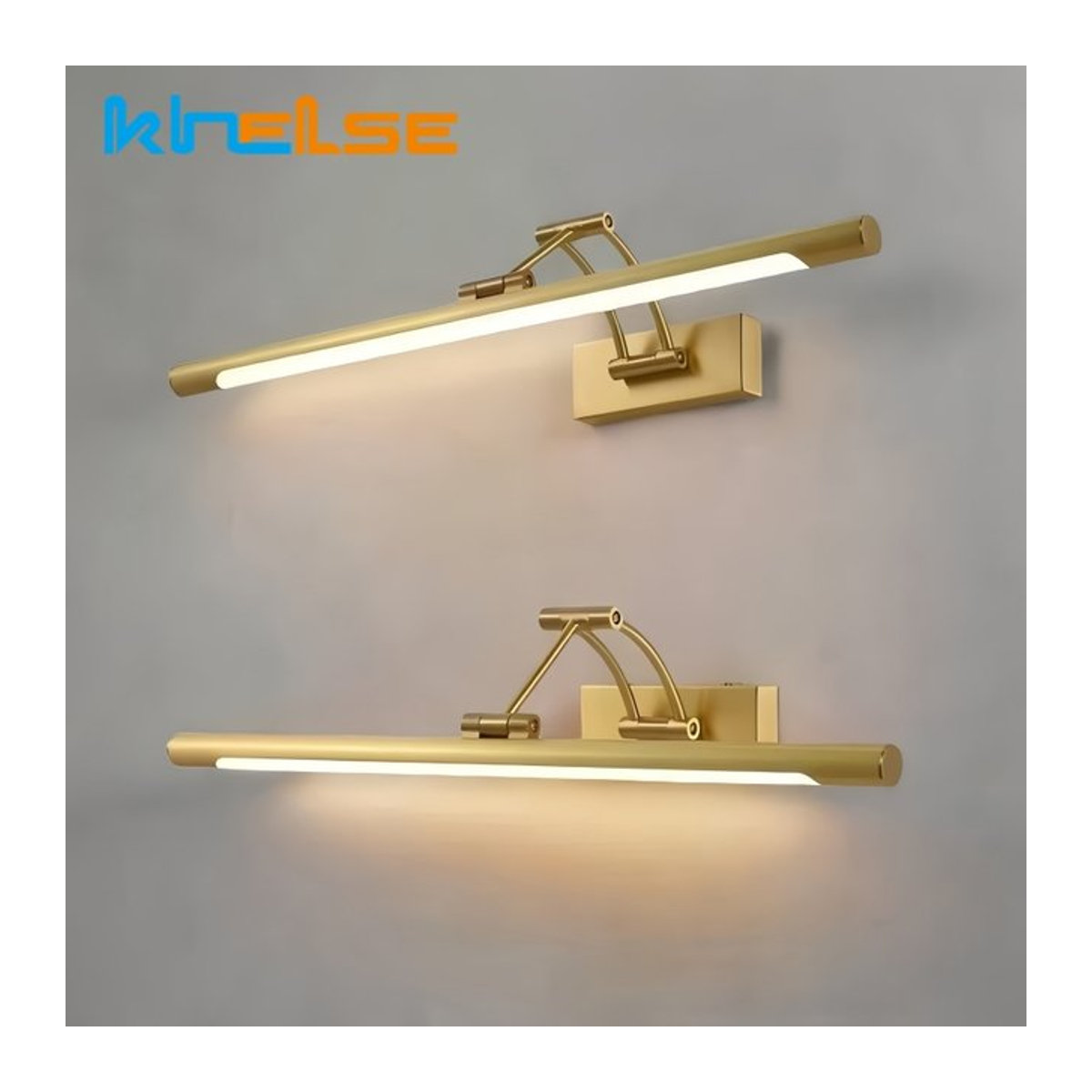 Khelse Moderne LED Badezimmer Wandleuchte in Gold mit Teleskoparm für Spiegel und Schminktisch - Bild 1