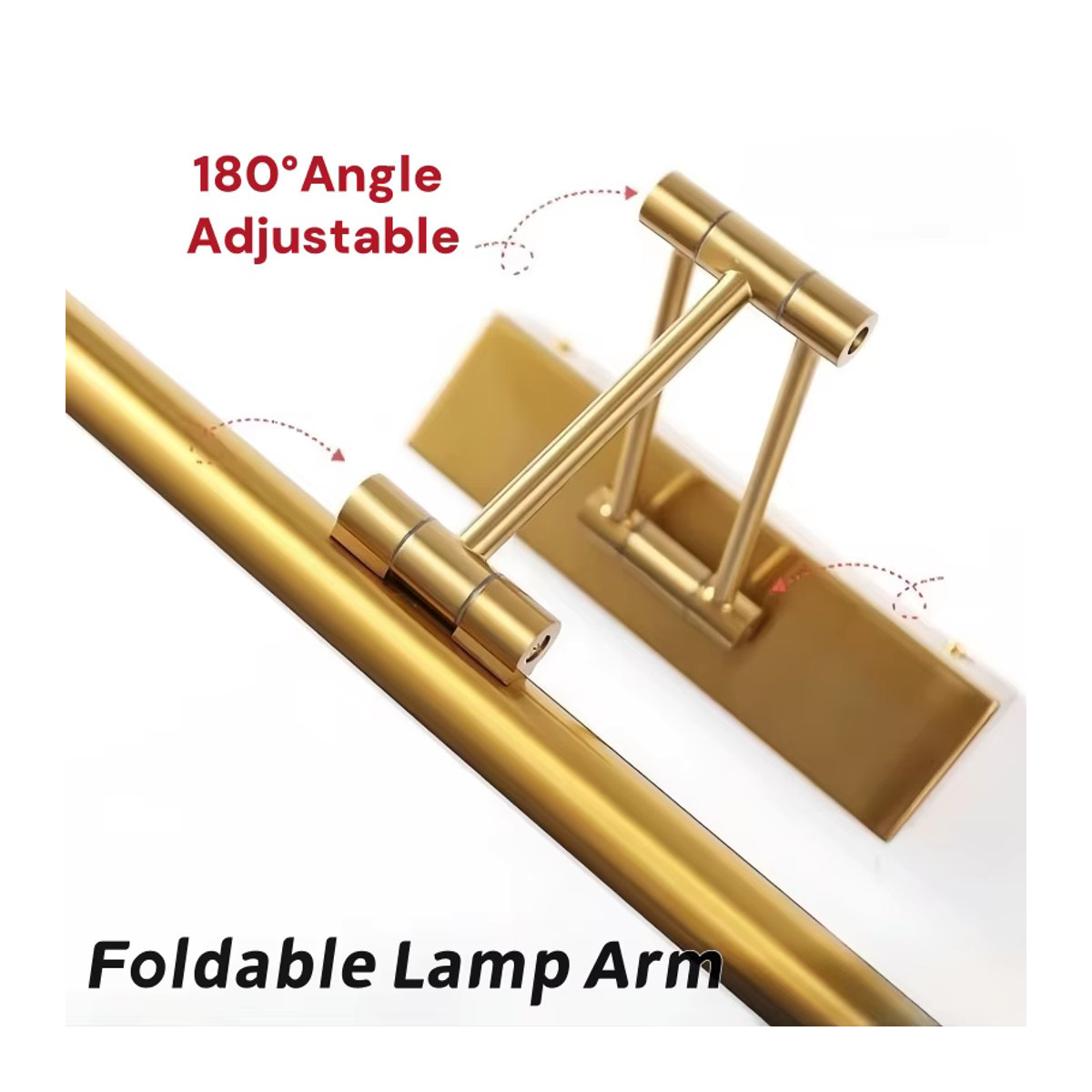 Khelse Moderne LED Badezimmer Wandleuchte in Gold mit Teleskoparm für Spiegel und Schminktisch - Bild 2