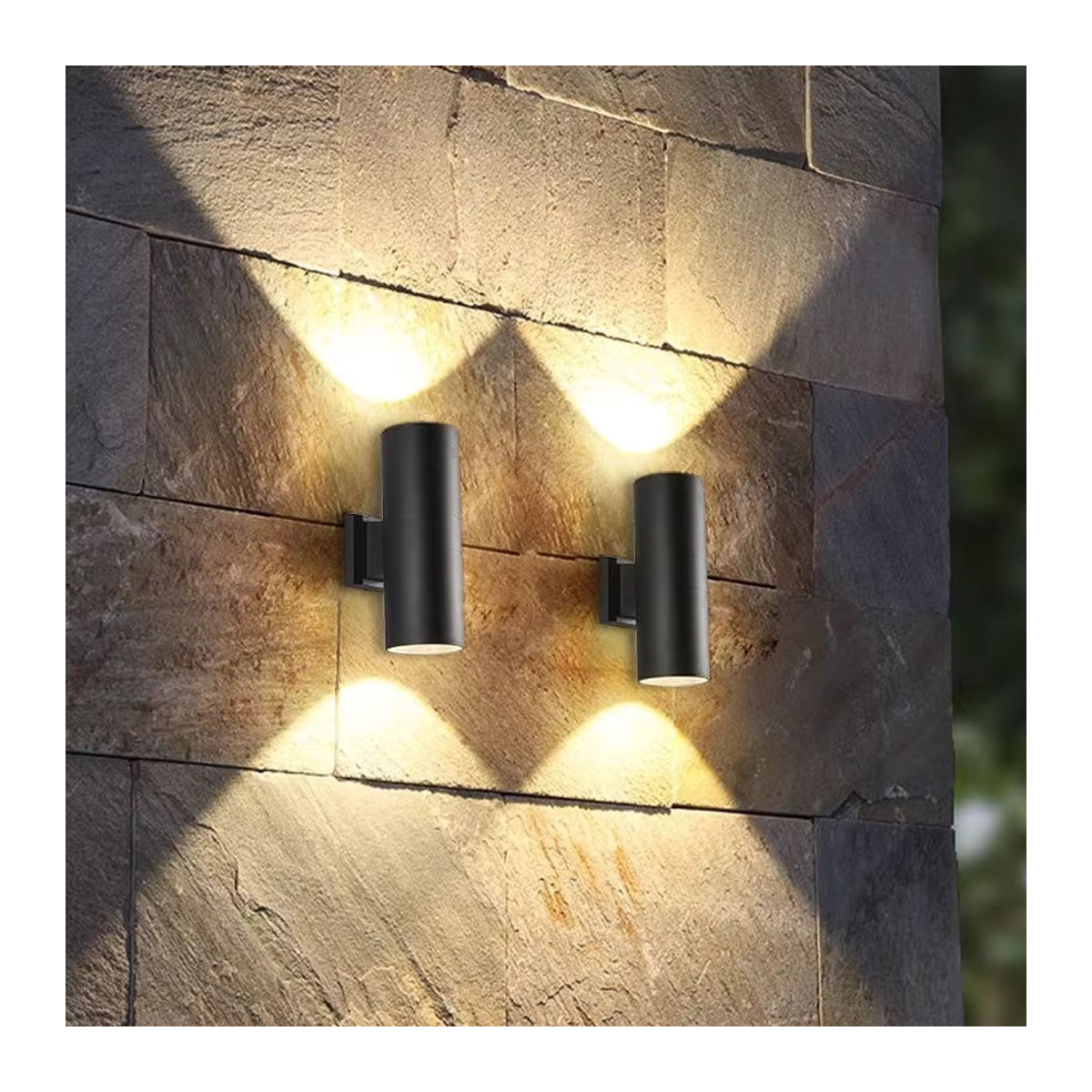 Khelse Moderne Up-Down LED Außenwandleuchte aus Aluminium in Schwarz mit IP65 Schutzklasse für GU10/E27 Fassungen - Bild 2