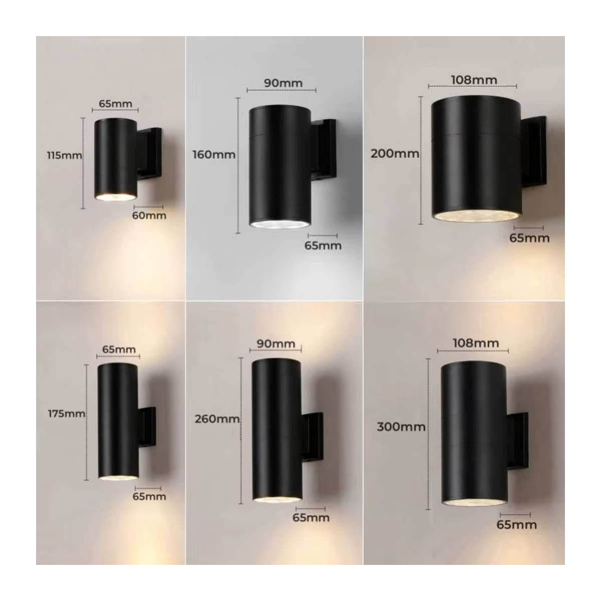 Khelse Moderne Up-Down LED Außenwandleuchte aus Aluminium in Schwarz mit IP65 Schutzklasse für GU10/E27 Fassungen - Bild 3