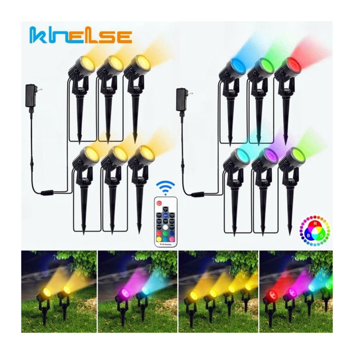 Khelse Outdoor LED RGB Wegeleuchte aus Aluminium mit Fernbedienung, Wasserdicht IP65, Bunt - Bild 1