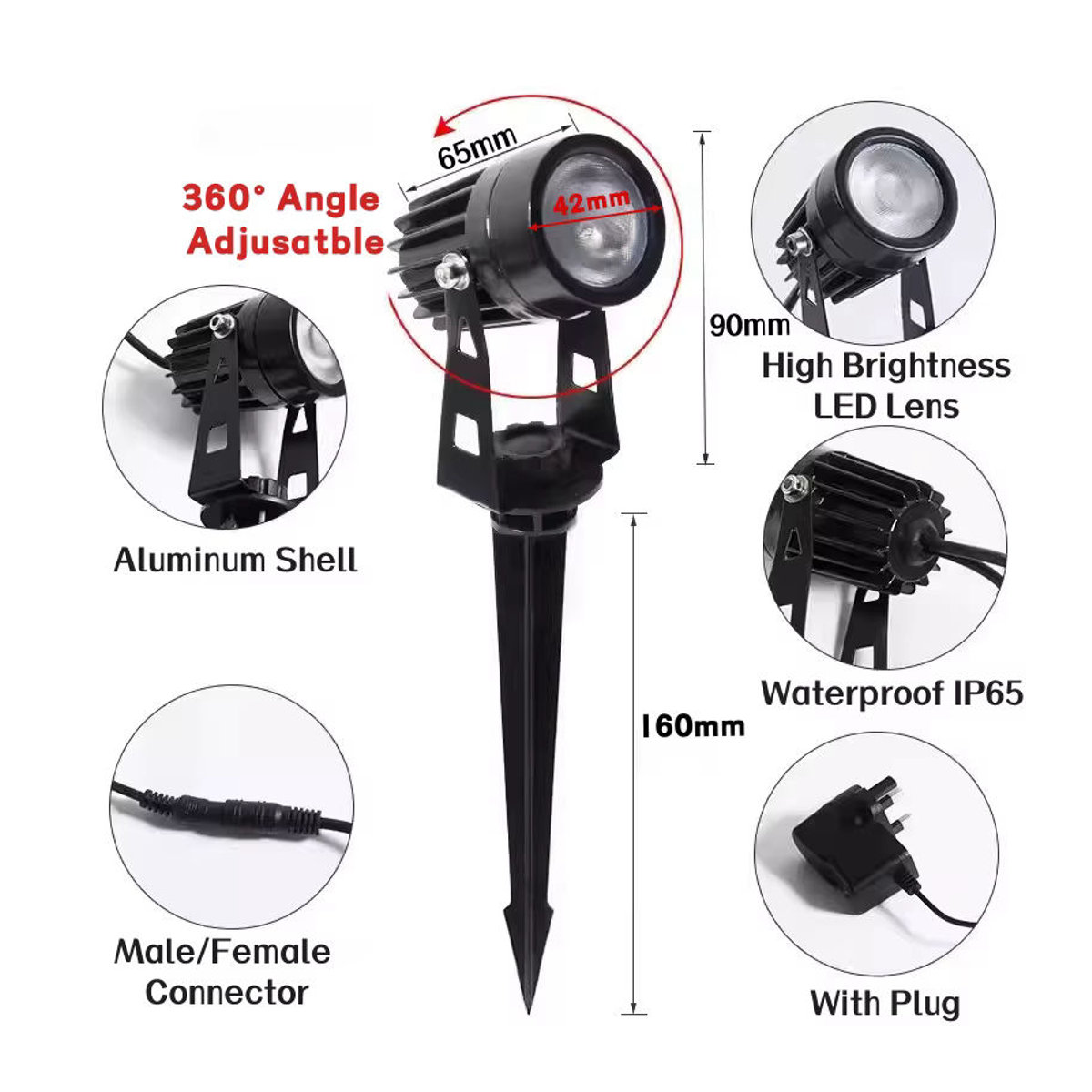 Khelse Outdoor LED RGB Wegeleuchte aus Aluminium mit Fernbedienung, Wasserdicht IP65, Bunt - Bild 4