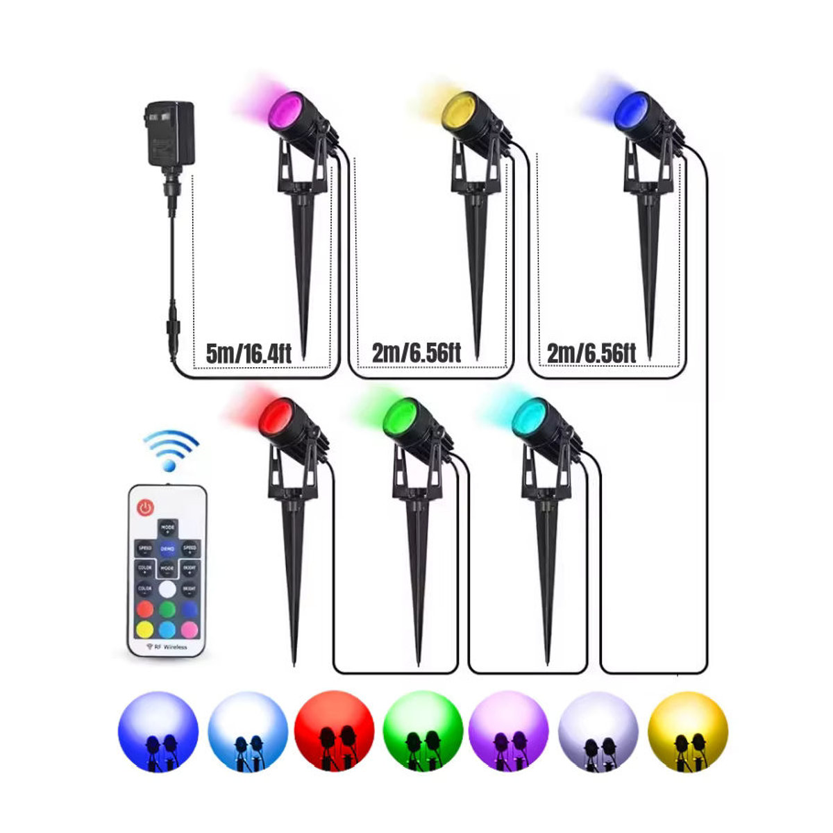 Khelse Outdoor LED RGB Wegeleuchte aus Aluminium mit Fernbedienung, Wasserdicht IP65, Bunt - Bild 5
