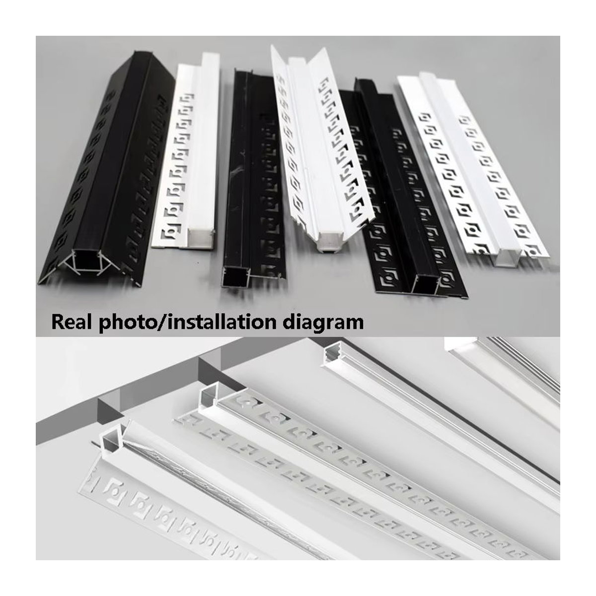 Khelse Rahmenlose LED-Deckenleuchte aus Aluminium, minimalistisch, versenkt mit verstecktem Gipskanal und linearem Hartstreifen zur Eckdekoration oder als Lichtwand - Bild 2