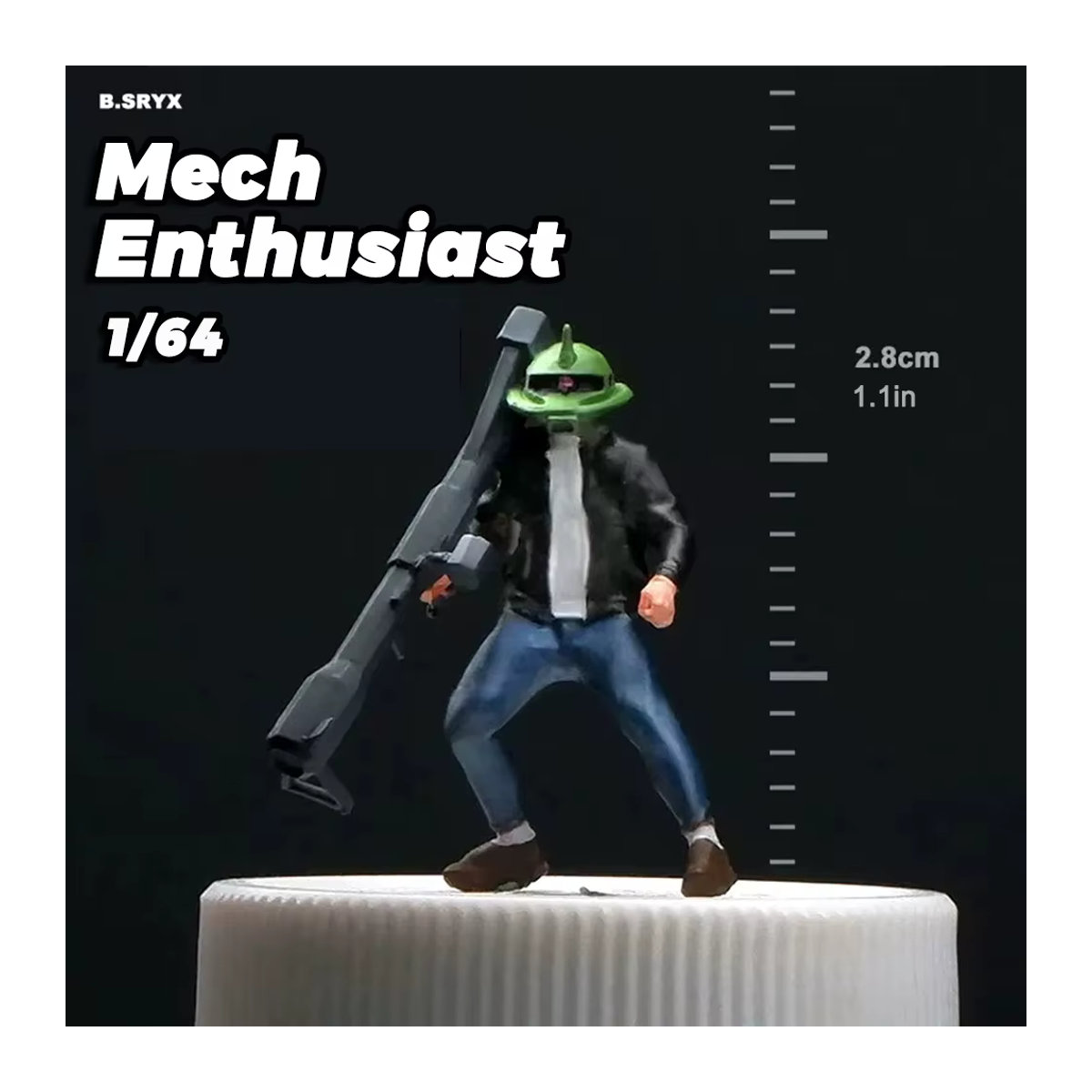 Kicarmod Mech Enthusiast Miniaturfigur im Maßstab 1:64 aus Metall und Kunststoff, mehrfarbig und grün - Bild 3