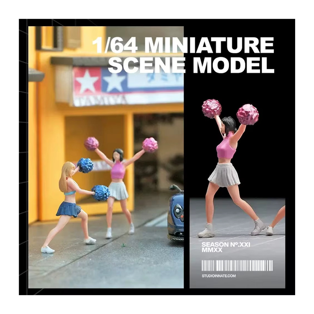 Kicarmod Miniatur-Cheerleading-Figur im Maßstab 1:64, mehrfarbiges Modell aus Metall und Kunststoff - Bild 3