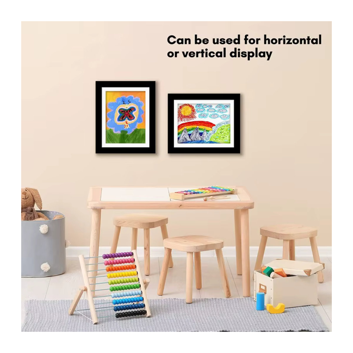 KidsART magnetischer Flip-Fotorahmen für Kinder in Schwarz, 8 Zoll, mit aufklappbarer Front und Wandmontage - Bild 2