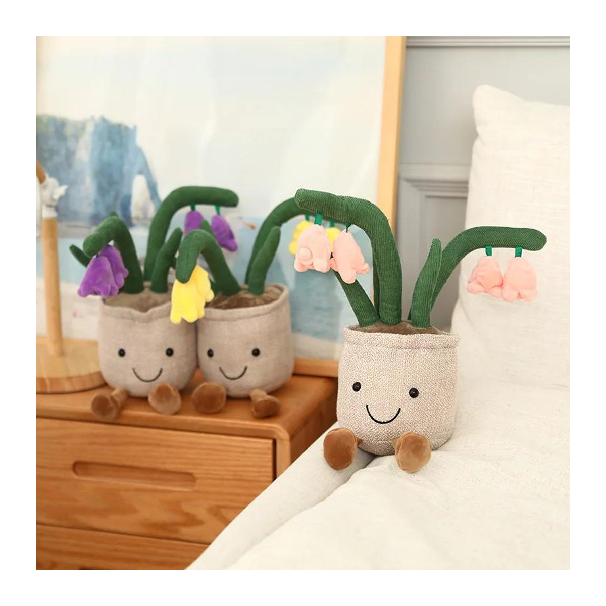 Kidsly Dekorative Topfblume im französischen Romantik-Stil aus Plüsch und PP-Baumwolle, Höhe: 35 cm - Bild 1