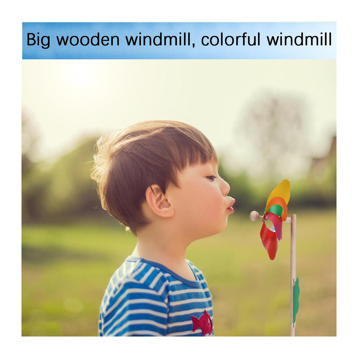 Kidsly Windmühle Gartenstecker aus Kunststoff mit Holzgriff, 4er-Set, Mehrfarbig, Höhe: 12 cm - Bild 3