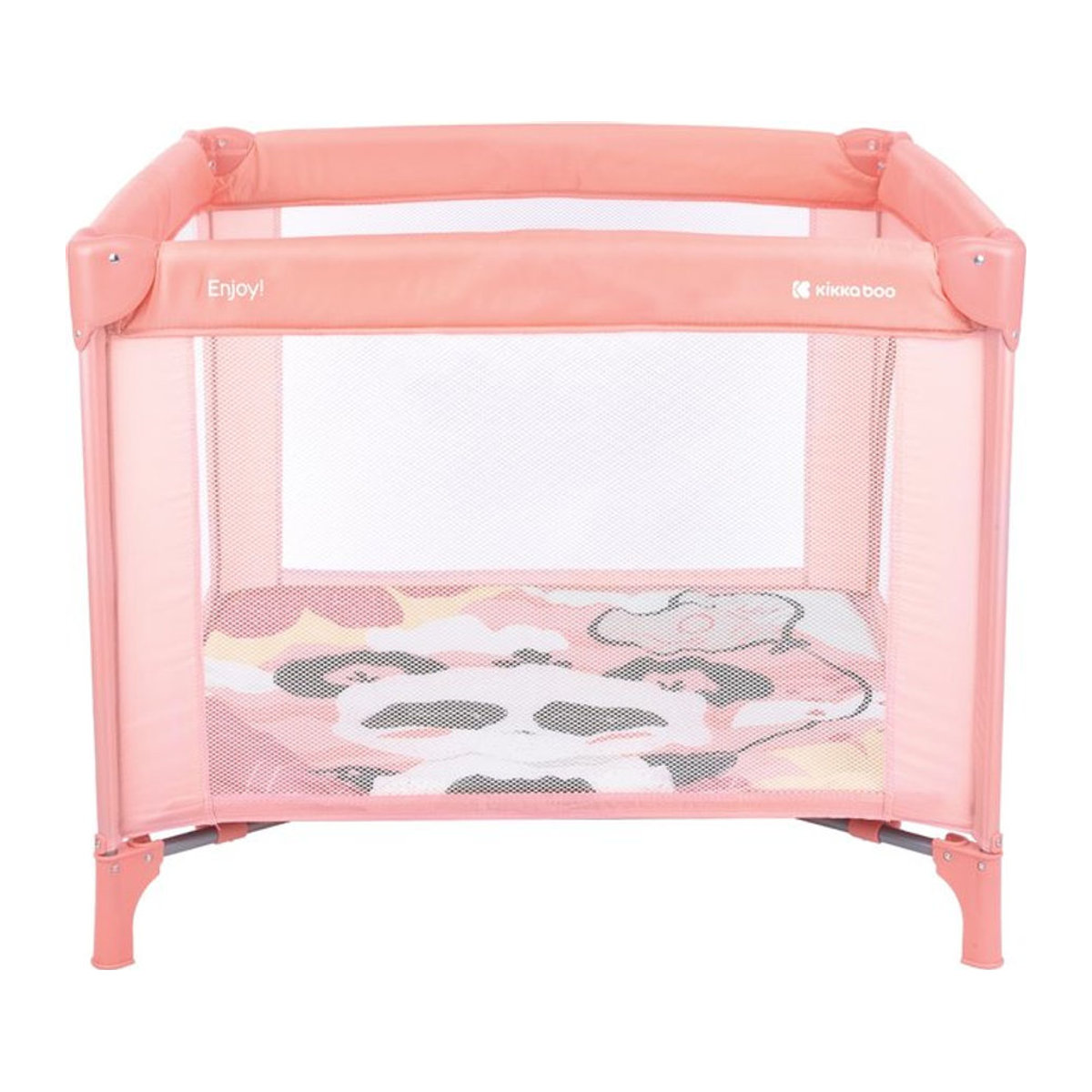 Kikkaboo Laufstall Enjoy Reisebett klappbar mit Matratze und Sichtfenster aus Mesh in Rosa - Bild 1