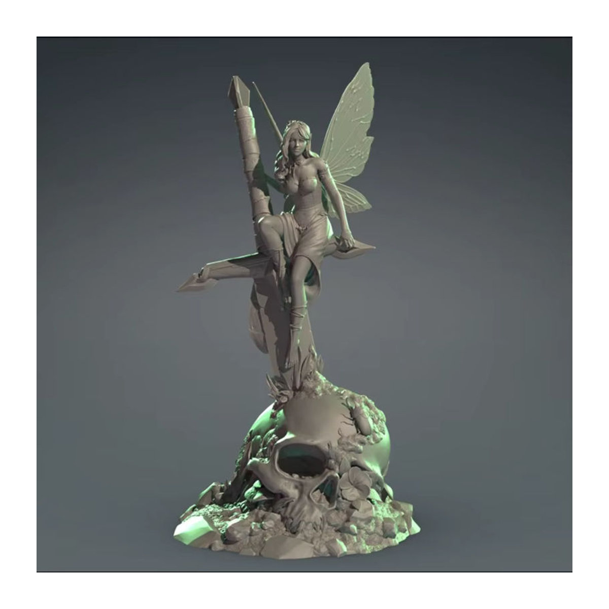 KIMERA Miniatur Modell Kit Feen-Figur mit Schwert aus Kunstharz unbemalt mehrfarbig - Bild 4