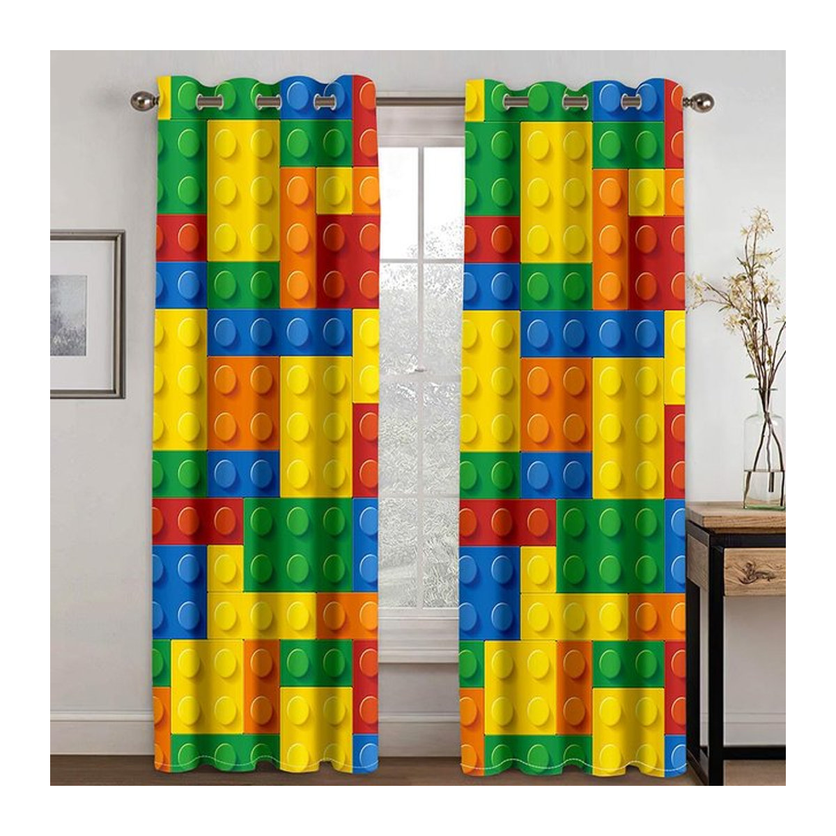 Kinder Cartoon Vorhang Set mit 2 Paneelen für Jungenzimmer und Schlafzimmer, halbtransparent, Multicolor, Breite: 100 cm, Höhe: 130 cm - Bild 1