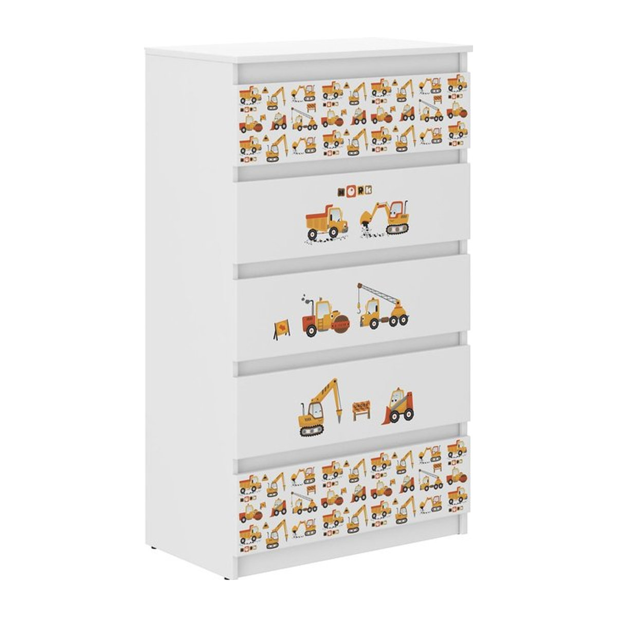 Kinderkommode R-5 BAUSTELLE von Super Merchant in Weiß, H: 70 cm, B: 40 cm, T: 121 cm - Bild 1