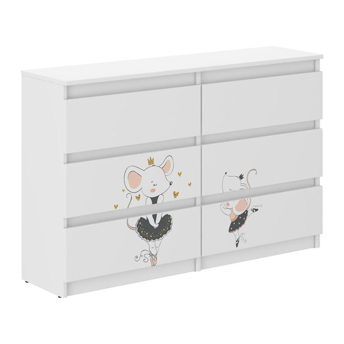 Kinderkommode SAFARI MAUS R-120 in Weiß aus laminiertem Holz, B/T/H: 120 x 30 x 77 cm - Bild 1