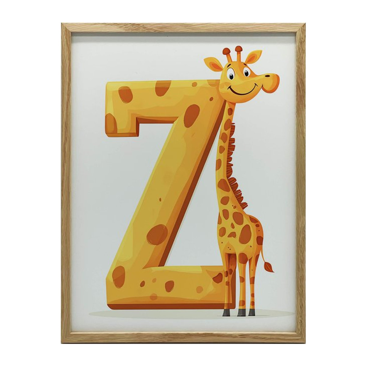 Kinderposter Giraffe mit dem Buchstaben Z von iKable, Holzrahmen Dunkelbraun, B: 30 cm, H: 40 cm - Bild 1