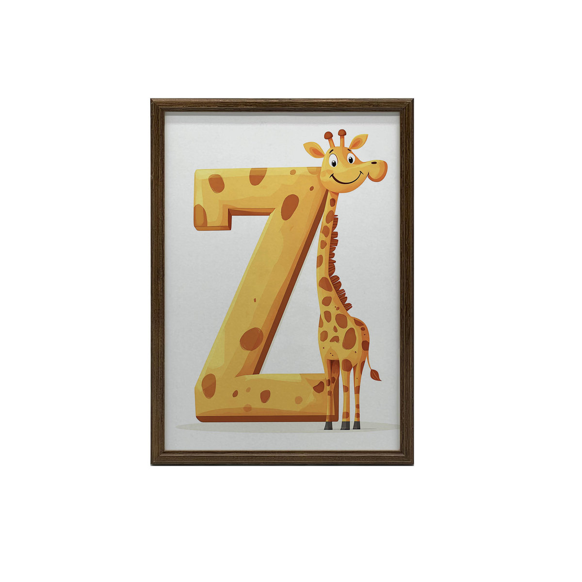 Kinderposter Giraffe mit dem Buchstaben Z von iKable, Holzrahmen Dunkelbraun, B: 30 cm, H: 40 cm - Bild 2