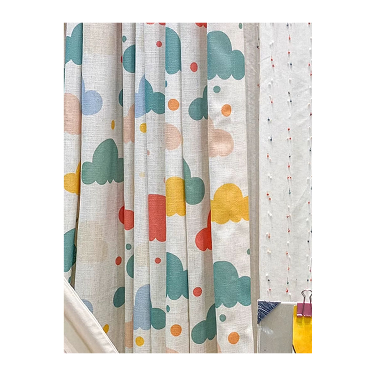 Kinderzimmer Vorhänge mit Wolken-Motiv aus Baumwoll-Leinen für Jungen und Mädchen - Bild 2