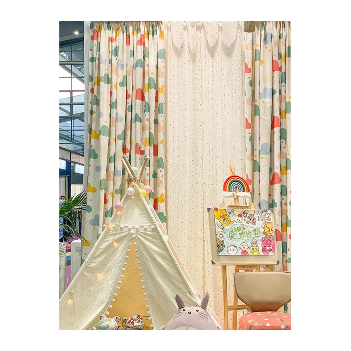 Kinderzimmer Vorhänge mit Wolken-Motiv aus Baumwoll-Leinen für Jungen und Mädchen - Bild 6