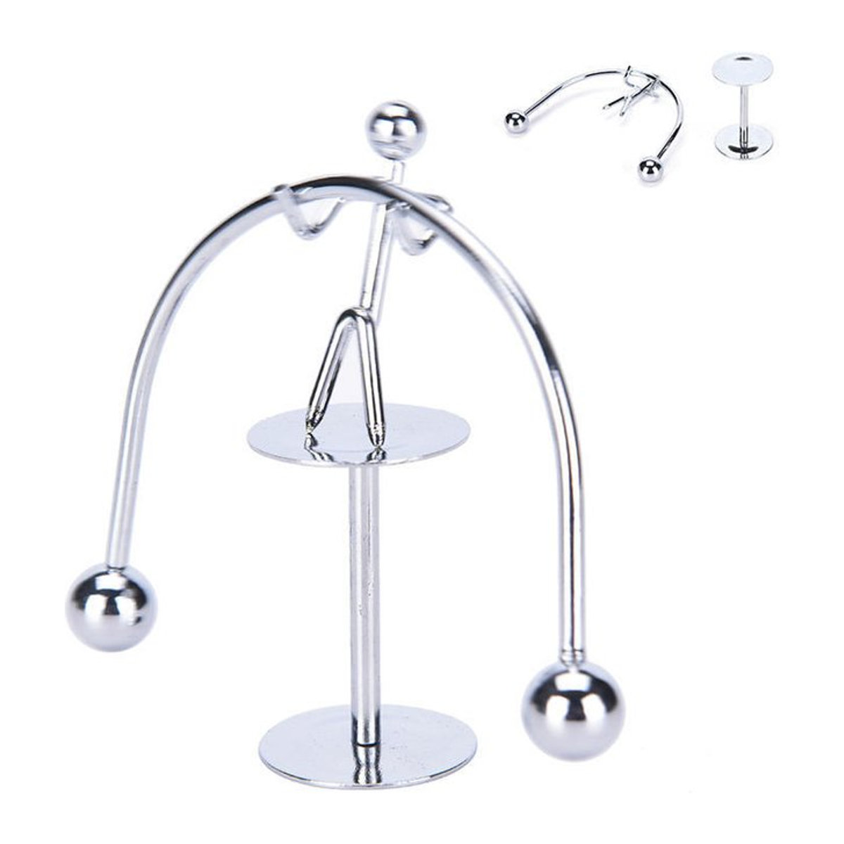 Kinetic Gadget Gewichtheber Perpetuum Mobile Schreibtisch Deko aus Metall in Silber - Bild 1