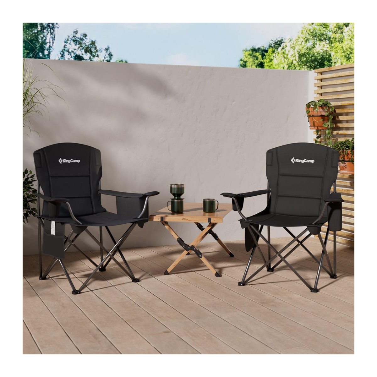 KingCamp Campingstuhl aus Baumwolle und Oxford-Material, faltbarer Outdoor-Sessel mit Stahlgestell, Breite: 98 cm - Bild 2