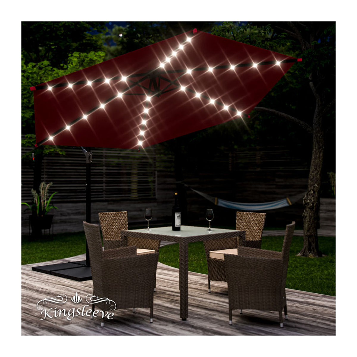 Kingsleeve® LED Solar Ampelschirm Haiti Rot Ø 307 cm mit UV-Schutz 80+ und Schutzhülle - Bild 2
