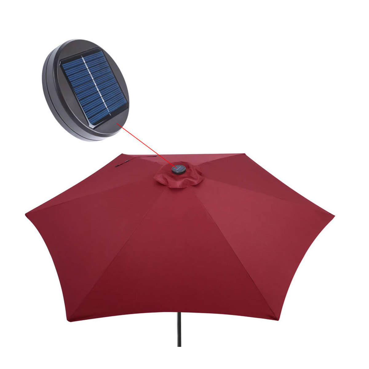 Kingsleeve Miami LED Solar Sonnenschirm aus Aluminium in Rot mit UV-Schutz 80+ Durchmesser: 270 cm - Bild 6