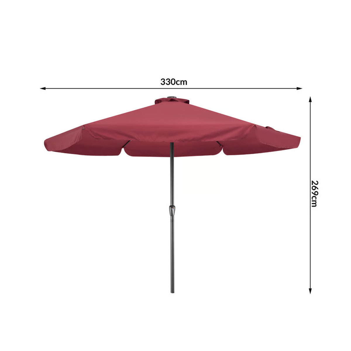 Kingsleeve Sonnenschirm Athen Rot mit LED Solar-Beleuchtung und UV-Schutz Ø 330 cm - Bild 2
