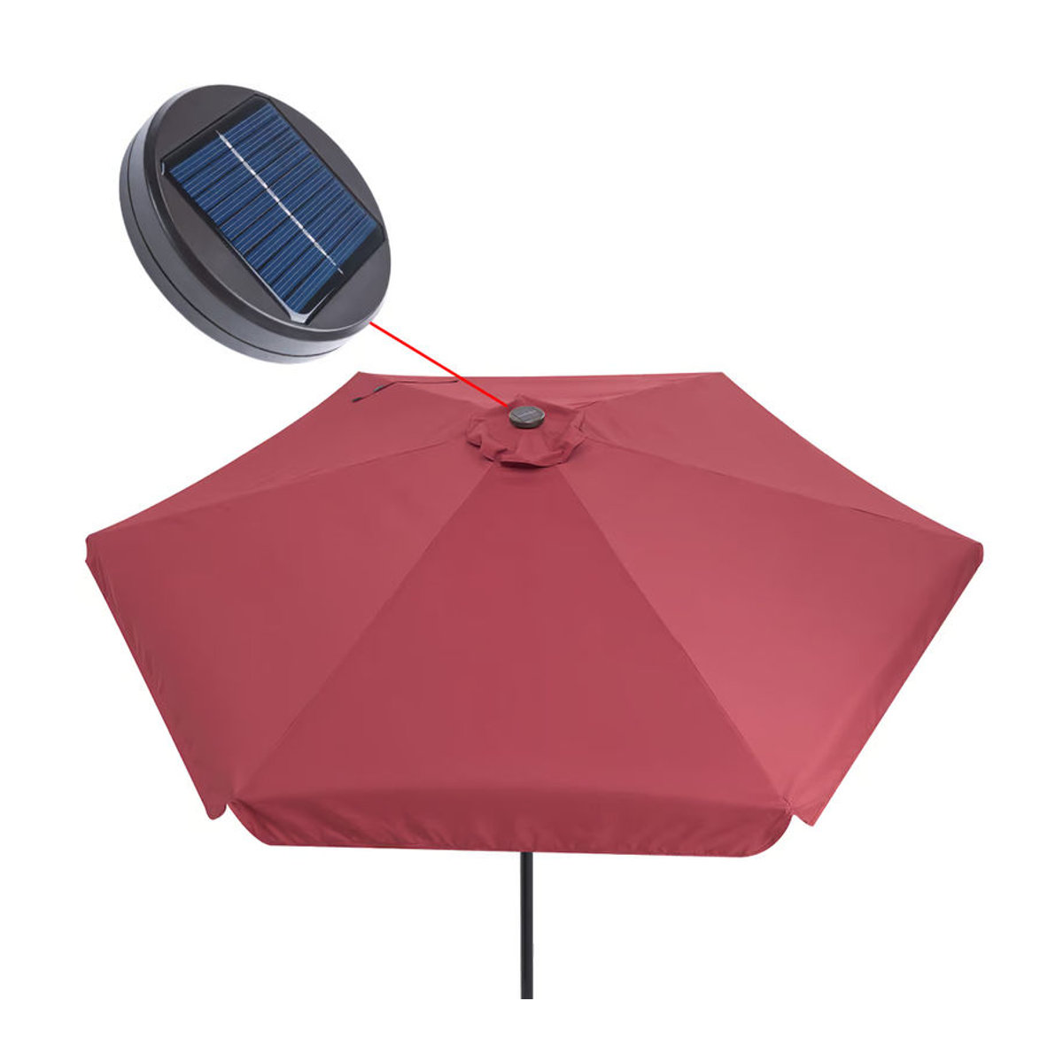 Kingsleeve Sonnenschirm Athen Rot mit LED Solar-Beleuchtung und UV-Schutz Ø 330 cm - Bild 5