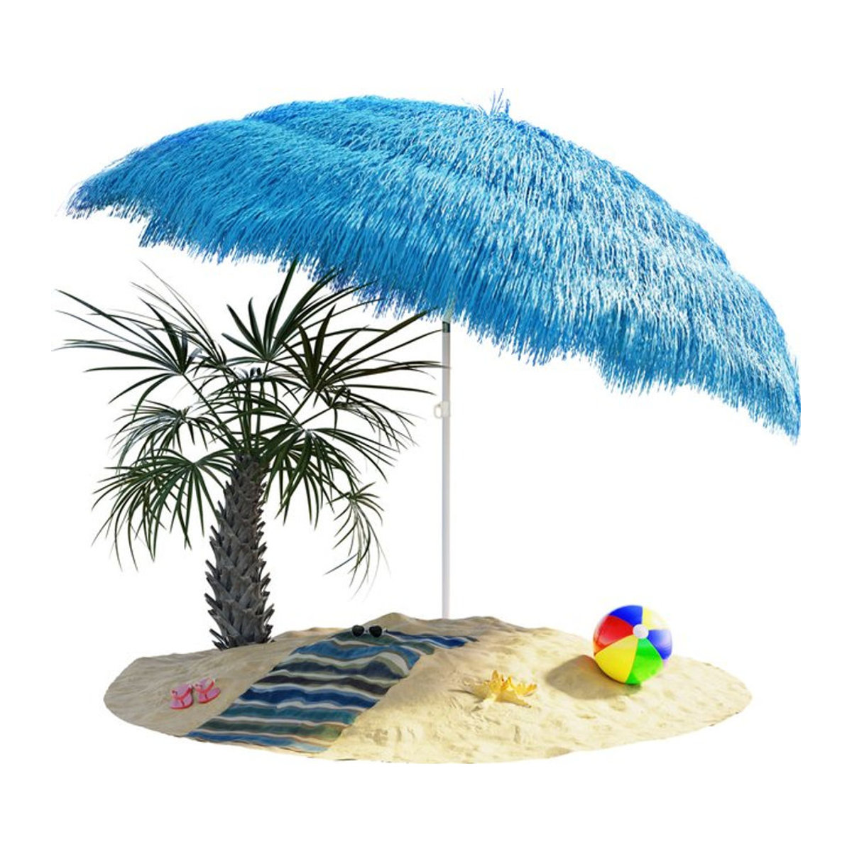 KINGSLEEVE Sonnenschirm Bohemian Blau Ø 160 cm mit UV-Schutz - Bild 1