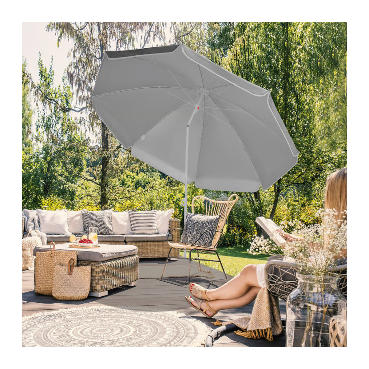 Kingsleeve Sonnenschirm Crete Anthrazit mit UV-Schutz 50+ und Neigefunktion Durchmesser: 200 cm - Bild 2