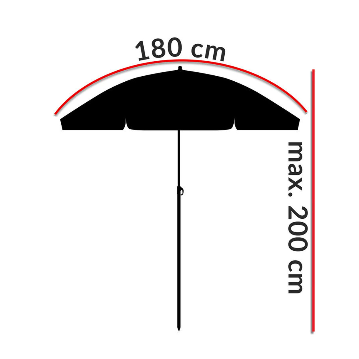 Kingsleeve Sonnenschirm Cyprus Anthrazit mit UV-Schutz 50+ und Neigefunktion Durchmesser: 180 cm - Bild 4