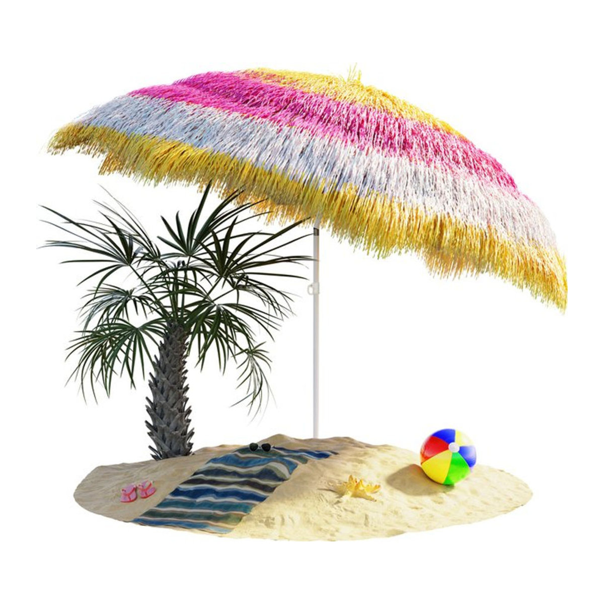 Kingsleeve Sonnenschirm Hawaii Bunt im Bohemian Design mit UV-Schutz, Durchmesser: 160 cm - Bild 1