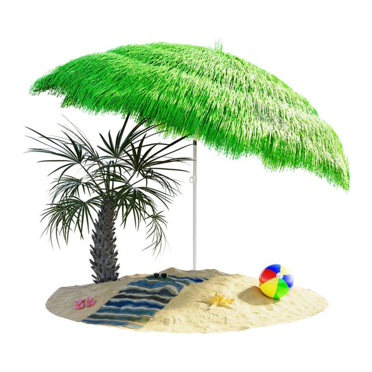 KINGSLEEVE Sonnenschirm Hawaii Grün Ø 160 cm mit UV-Schutz 30+, neigbar, höhenverstellbar und wasserabweisend im Bohemian-Design - Bild 1