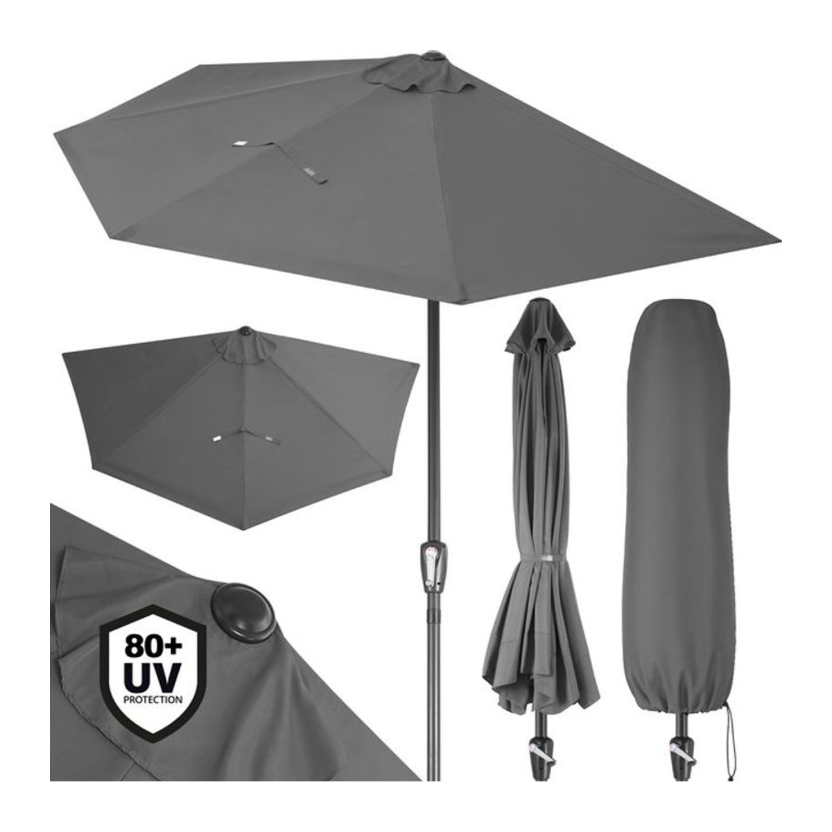 Kingsleeve® Terrassen-Sonnenschirm in Anthrazit mit UV-Schutz 80+ und Stahlgestell - Bild 1