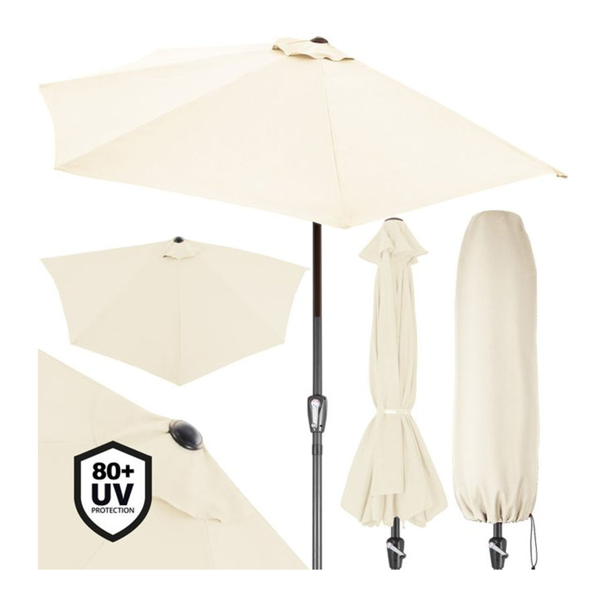 Kingsleeve® Terrassen-Sonnenschirm in Beige mit UV-Schutz 80+ und Stahlgestell, B/T/H: 270 x 230 x 230 cm - Bild 1