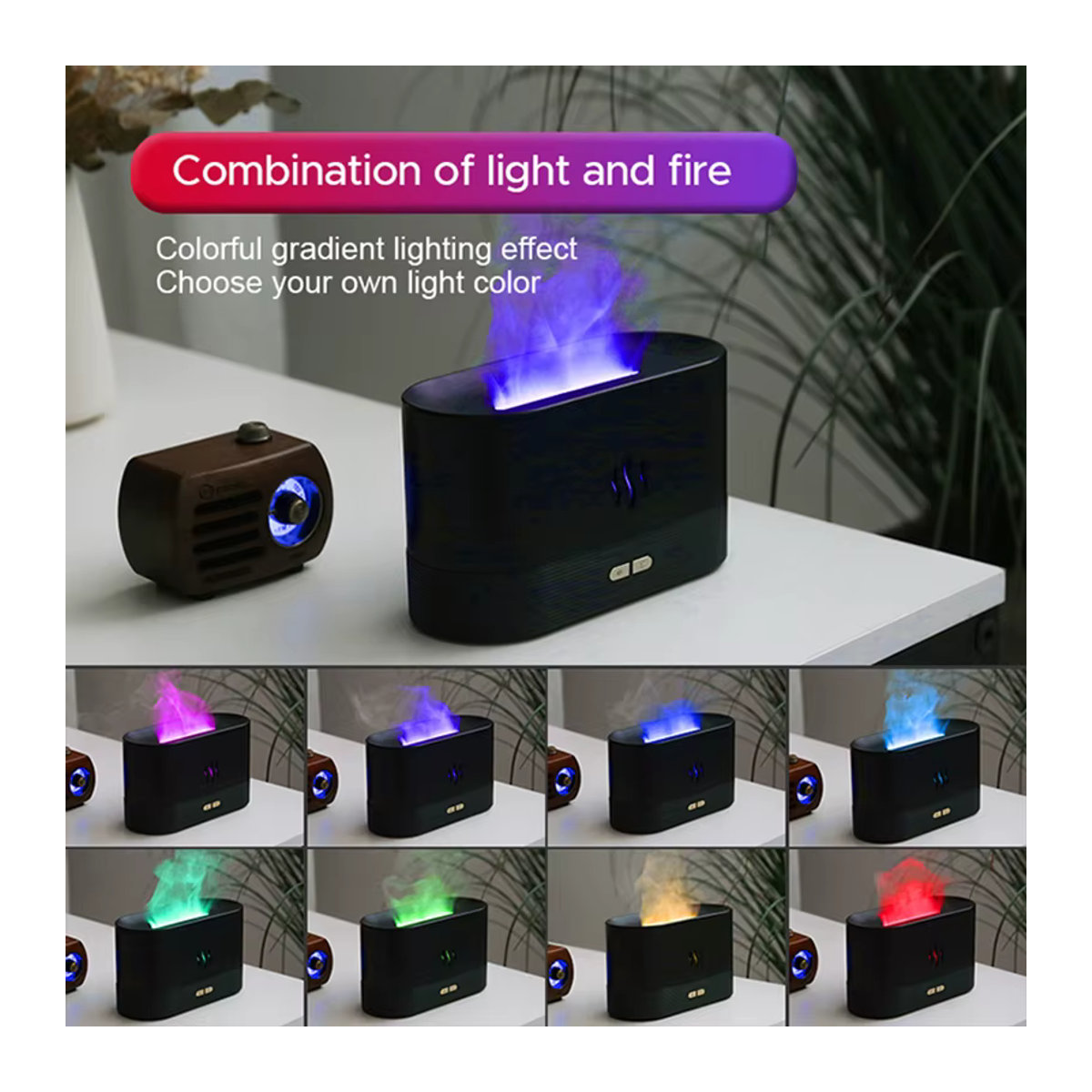 Kinscoter Aroma Diffusor und Luftbefeuchter mit Ultraschall-Technologie und LED Flammen-Effekt in Schwarz - Bild 3