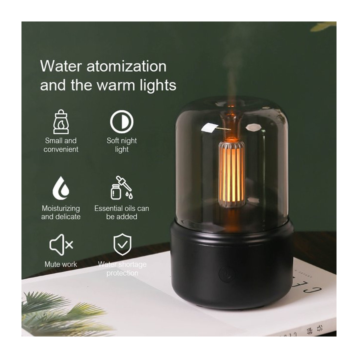 KINSCOTER Tragbarer Mini-Aroma-Diffusor und USB-Luftbefeuchter mit Nachtlicht in Schwarz - Bild 1