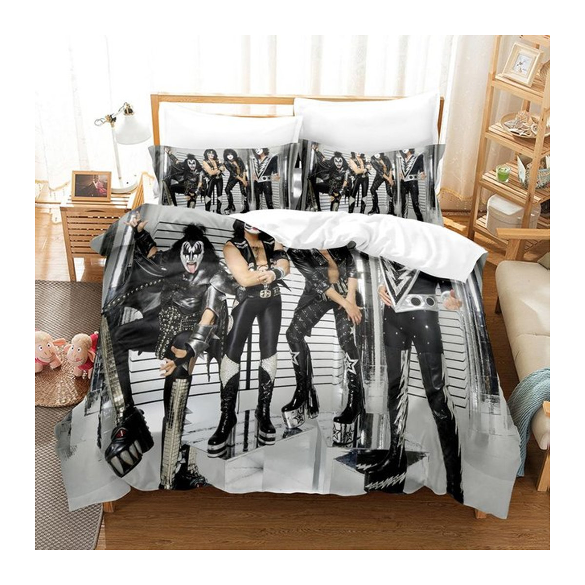Kiss Rockband Bettwäsche-Set mit 3D-Druck in Multicolor, Größe: 135 x 200 cm - Bild 1