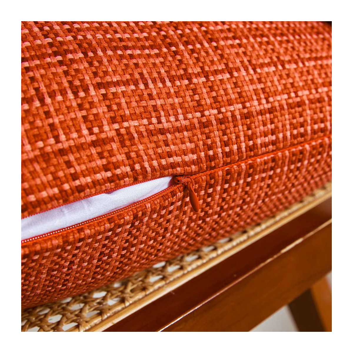 Kissenbezug aus Baumwolle und Leinen in Orange mit gewebter Struktur, wasserabweisend, ideal für Sofa und Wohnzimmer Dekoration im Nordic-Stil - Bild 2