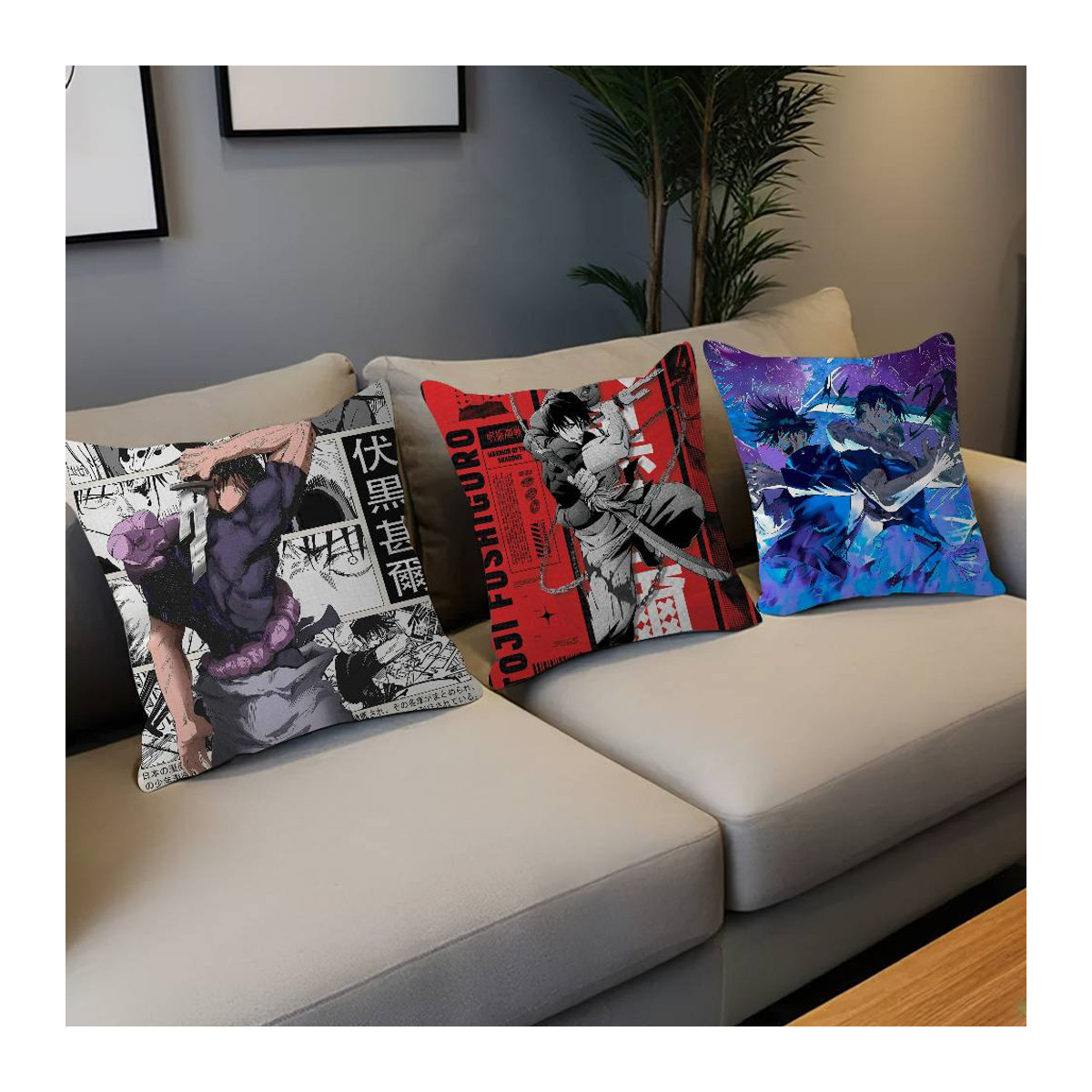 Kissenbezug F-Fushiguro M-Megumi für Sofa und Wohnzimmer aus Peach Skin, B/H: 18 x 18 cm - Bild 1